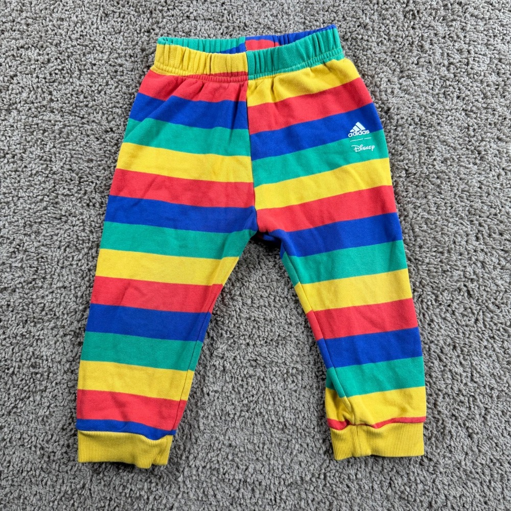 Adidas Disney Toddler 2T Rainbow Stripe Jogger Sweat pants pride streetwear - Picture 2 of 6